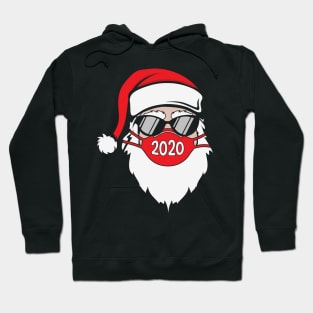 Santa Wearing Face Mask and Glasses Funny Quarantined Christmas Gift Hoodie